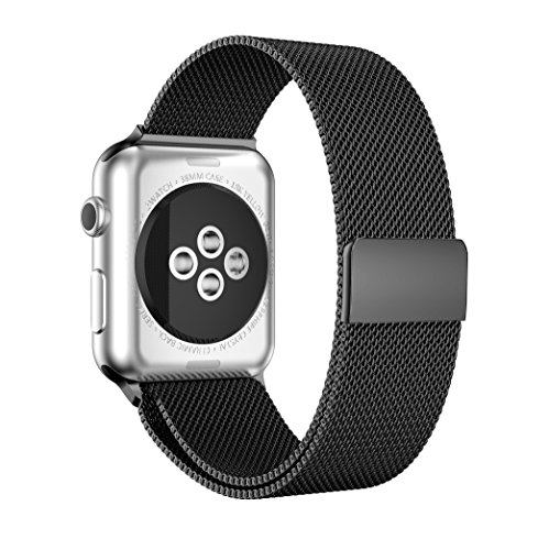 YaSpark Stainless Steel Mesh Milanese Loop with Adjustable Magnetic Closure Replacement Metal iWatch Band for Apple Watch Series 2 Series 1 Nike+ Sport and Edition 38mm/42mm (black, 42mm)