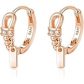 Reffeer Solid 925 Sterling Silver Minimalist Hoop Earrings for Women Teen Girls CZ Hoop Earrings Cartilage Helix Hoop Earrings Huggie