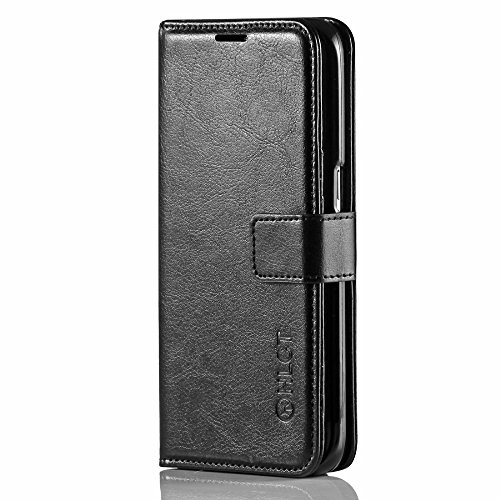 Samsung Galaxy S7 Edge Case, HLCT PU Leather Case, with Soft TPU Protective Bumper, Built-in Kickstand, Cash and Card Pockets (Black) - Thumbnail 5