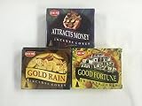 Hem Incense Cones, 3 x 10 Cones = 30 (Good Fortune, Attracts Money, Gold Rain)