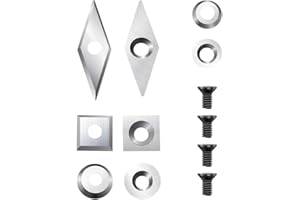 FHONK 12Pcs Tungsten Carbide Cutters Inserts Set, Lathe Tools for Wood Lathe Turning Tools, Supplied with Screws and Screwdriver (Silver-12Pcs)