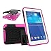 Mama Mouth Shockproof Heavy Duty Combo Hybrid Rugged Dual Layer Grip Cover with Kickstand for Samsung Galaxy Tab 3 Lite/Tab E 7.0 T110 T111 T113 T115 T116(with 4 in 1 Packaged),Pink
