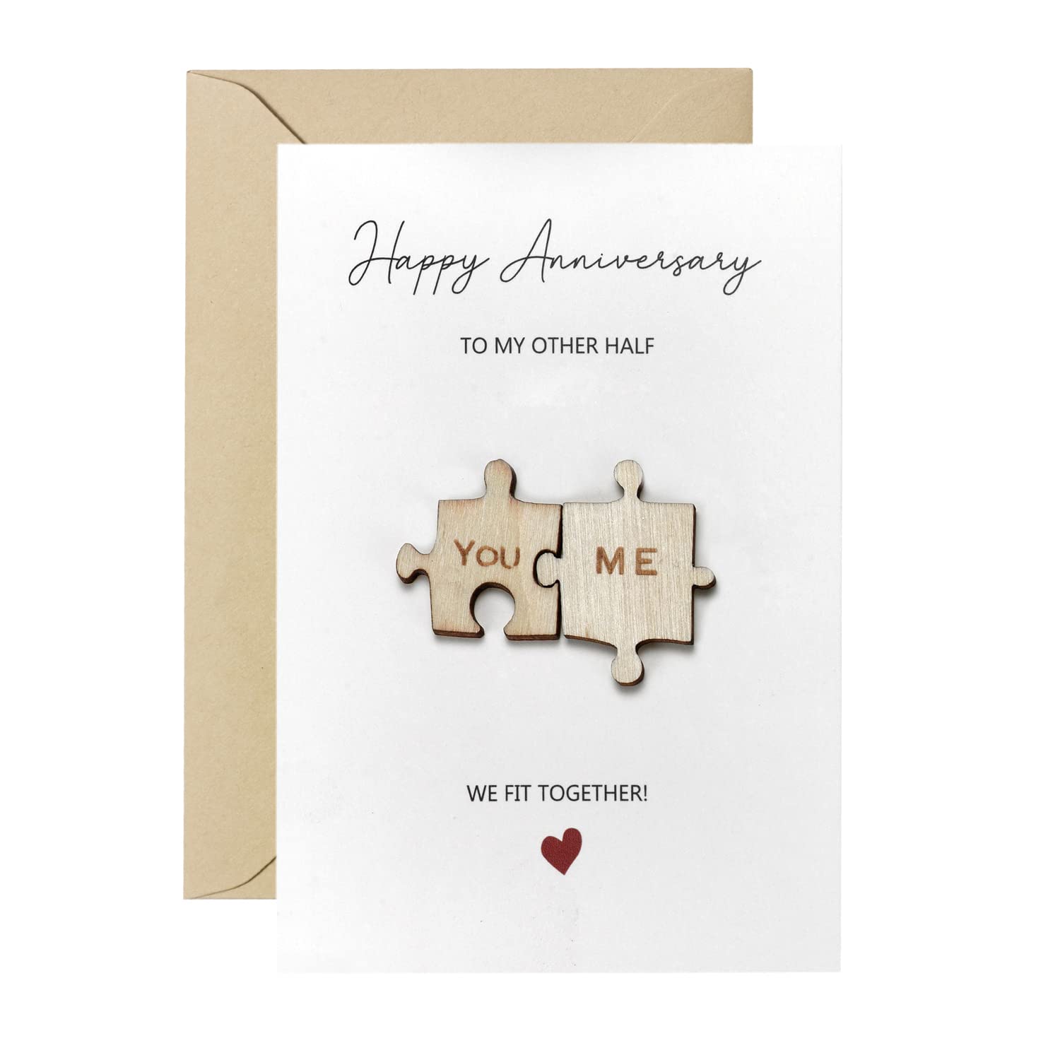 CJ&M Wooden Anniversary Card,Anniversary Card for Couple,Birthday, Jigsaw Card,Happy Wedding Anniversary Card,Cute Handmade Cards for Husband Wife Couple Boyfriend Girlfriend,Gift for Him Her.