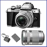 Olympus OM-D E-M10 Mark II Mirrorless Micro Four Thirds Digital Camera with 14-42mm II R Lens [Silver] & Olympus M.Zuiko Digital ED 40-150mm f/4.0-5.6 R Lens [Silver]
