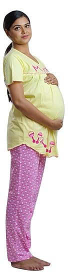 Yellow and Light Pink Colour Maternity wear