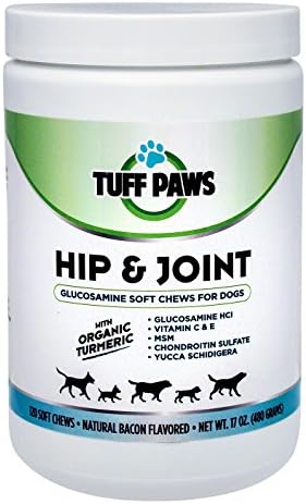 All Natural Hip &amp; Joint Supplement for Dogs Glucosamine, Chondrotin, MSM, Organic Turmeric - Arthritis and Hip Dysplasia Pain Relief - 120 Soft Chews