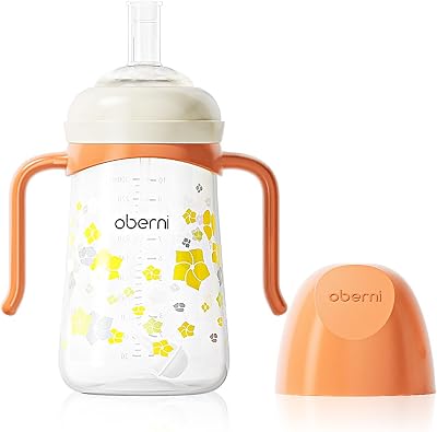 Oberni Baby Sippy Cup Weighted Straw Trainer 240ml Orange