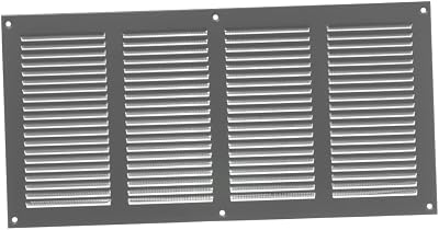 EUROPLAST 400x200mm Grey Metal Air Vent Grille with Insect Mesh 16x8"