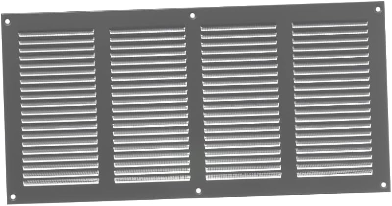 EUROPLAST 400x200mm Grey Metal Air Vent Grille with Insect Mesh 16x8"