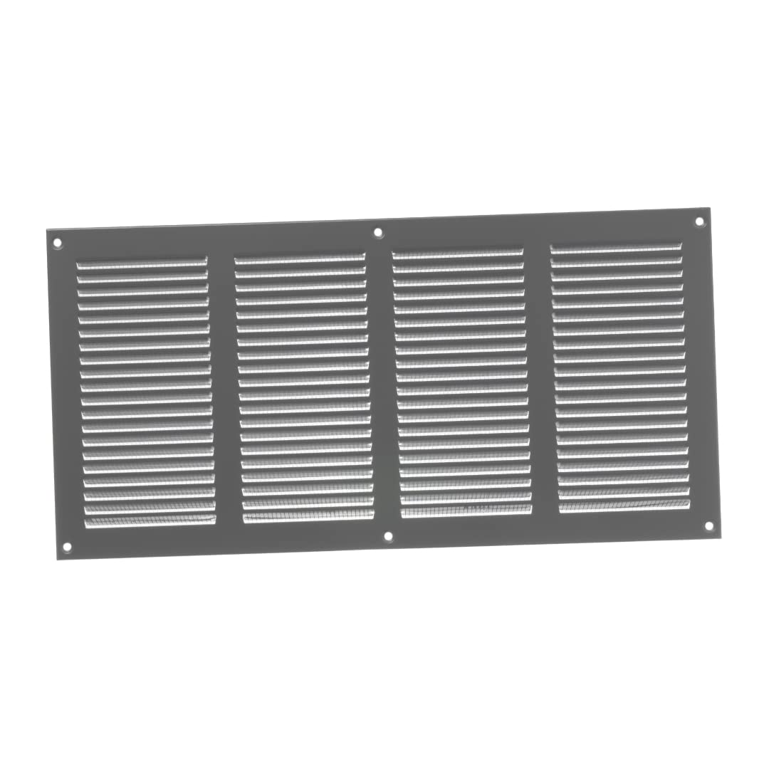 400x200mm / 16x8" inch Grey Metal Air Vent Grille Cover with Insect Mesh - Ventilation Cover