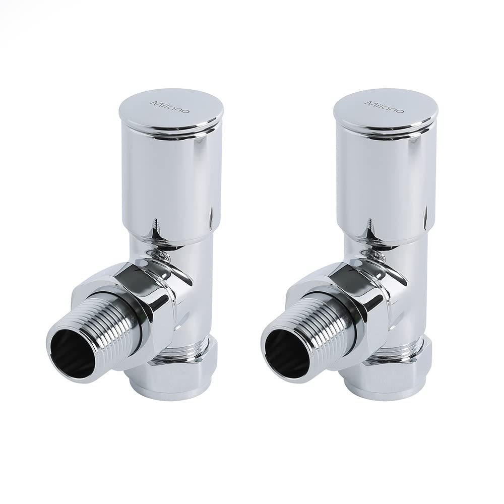Milano Angled Chrome Heated Towel Rail Radiator Valves