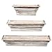 Rustic Torched Wood Wall Mounted Display Floating Shelves, Set of 3, Brown