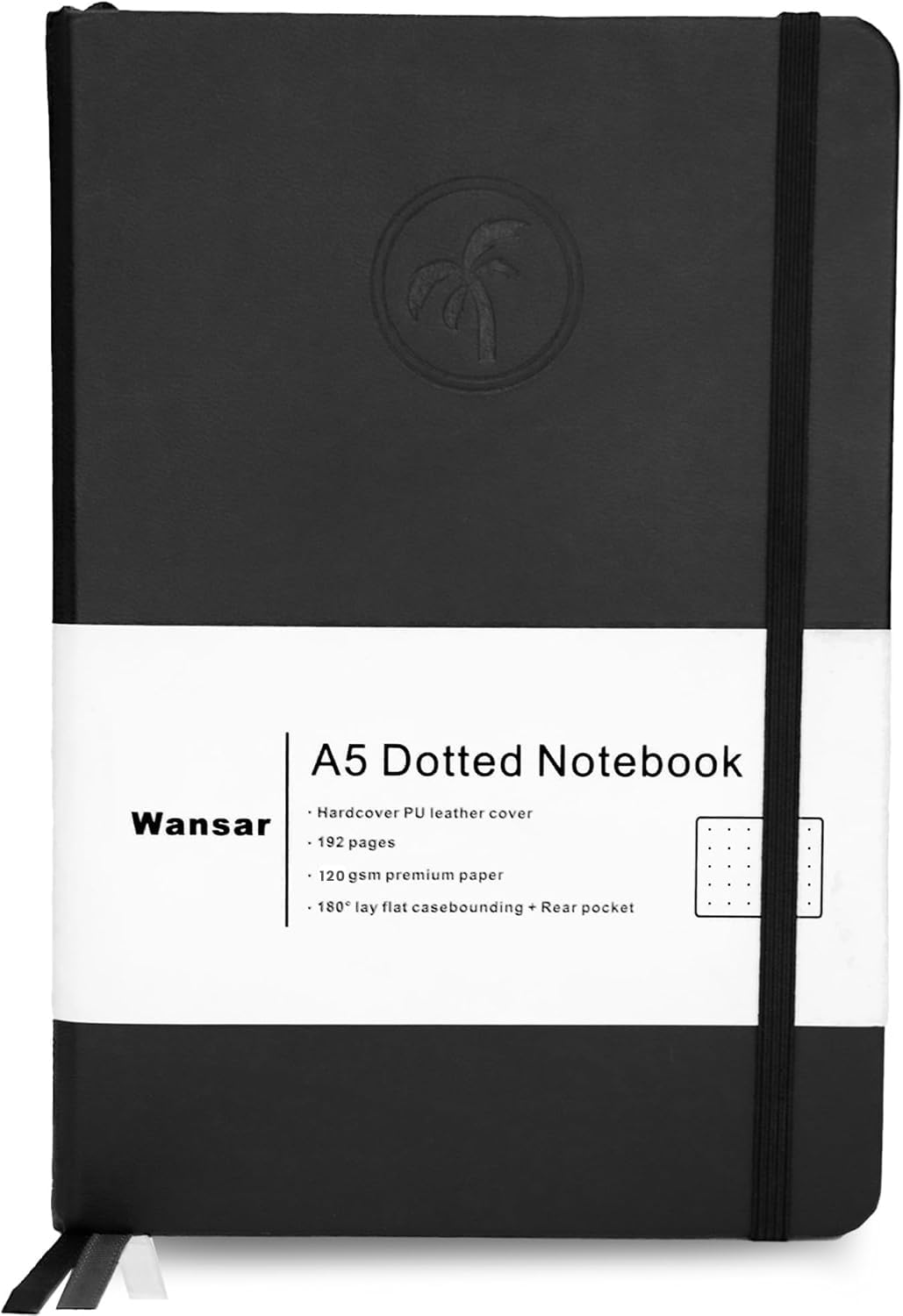 WANSAR Dotted Notebook A5 - Elegant Hardcover -120 GSM Ink Proof Paper with 192 Pages - A5 Bullet Dotted Journal is 8.3-5.5 inches in size