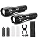 LED Tactical Flashlights High Lumens - PeakPlus PFX1000 [2 Pack] Super Bright EDC Flashlight with Holster, Bike Mount - LED Flashlights, Zoom, 5 Modes For Camping, Fishing and Emergency