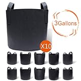 Gardzen 10-Pack 3 Gallons Grow Bags, Aeration Fabric Pots with Handles