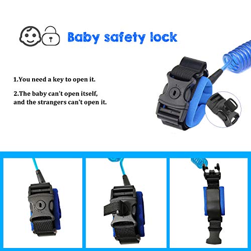Toddler Safety Leash for Kids & Child | Baby Wrist Leash for Walkling - Upgarded Version with Lock-Blue
