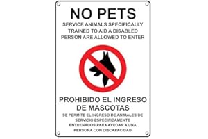 SIGNJOKER Weatherproof Plastic Vertical ADA No Pets Service Animals Allowed Bilingual Sign with English & Spanish Text and Symbol