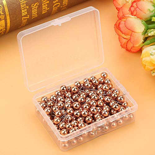 200pcs Round Ball Plastic Pushpin Marking Thumbtack Pins Decorative DIY Tool(Rose Gold)