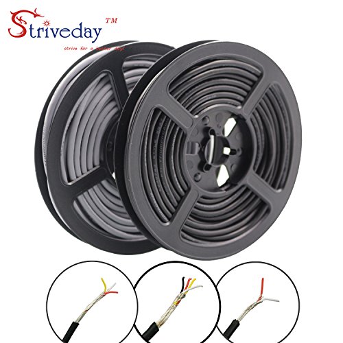 Striveday™ 2547 26 AWG 5 Meter black 4-core Control Cable Copper Wire Shielded Audio Cable Headphone Cable Signal Line