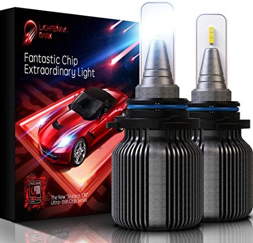 LIGHTENING DARK 9006 HB4 LED Headlight Bulb, Fanless CSP Y19 Chips Conversion Kit - 8000LM & 6500K Xenon White (Pack of 2 Bulbs)