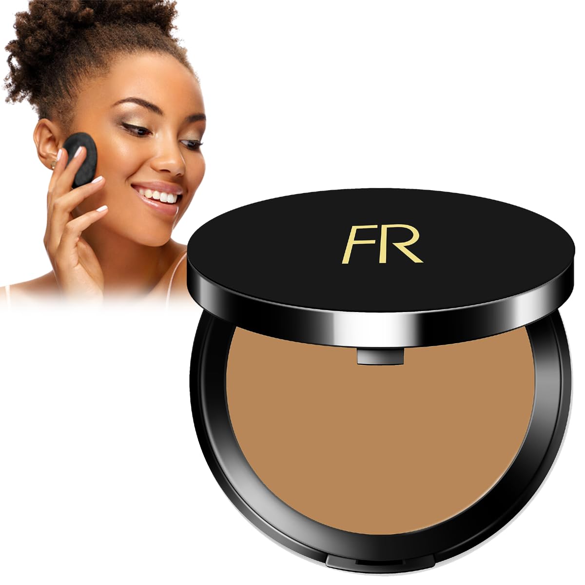 Cream To Powder Foundation by Flori Roberts, Full Coverage for Women of Color or Deeper Skin Tones, Long Lasting Makeup, Matte Finish, Covers Uneven Complexion and Hides Imperfections, 0.30 oz