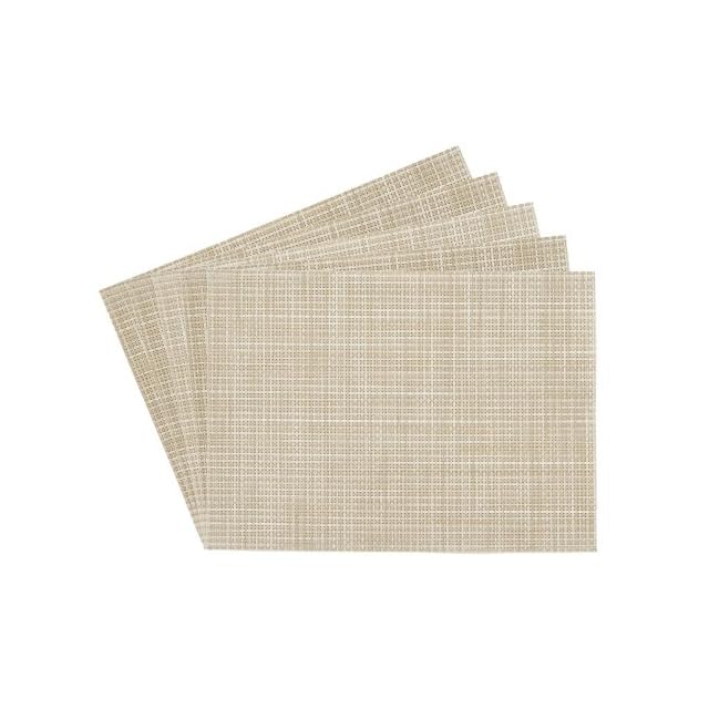 Benson Mills Longport Crossweave Woven Vinyl Placemat, Beige, Set of 4