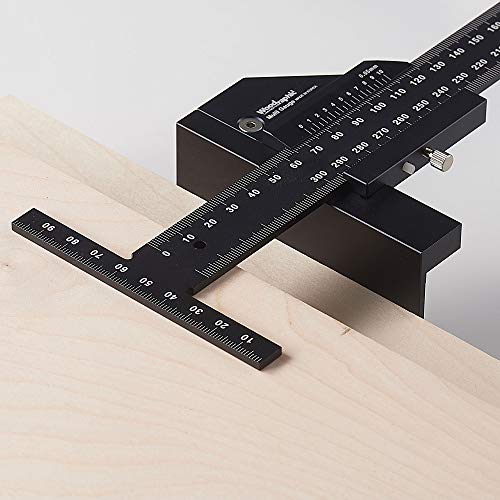WOODRAPHIC Professional 8-Inch Square Ruler – Aluminum Marking & Measuring Tool For Carpentry, With Thermal Laser-Engraved Scale And Pencil Hole