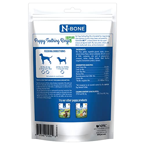 N-BONE PUPPY TEETHING RINGS PLUS, CHICKEN FLAVOR, 7-COUNT, 8.4OZ