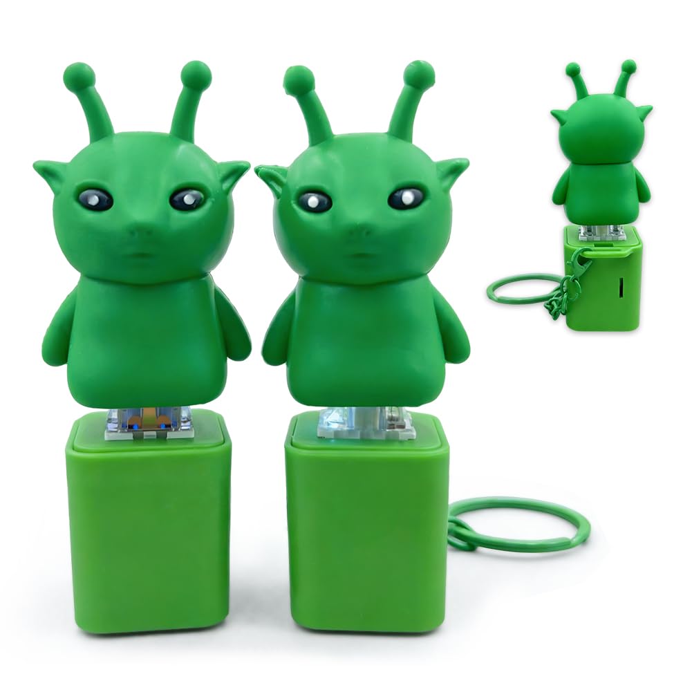 2 Pcs Keyboard Fidget Toy, Alien Keychain with Sound and Light Portable Stress Relief for Adults and Teens, Bag Pendant for Kids Teens Great for Office and Travel Use