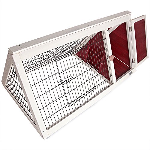Petsfit Wooden Predator Proof Triangular Shaped 46" Pet Rabbit Hutch