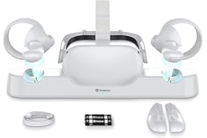 Smatree Oculus Quest 2 Charging Dock for Oculus Quest 2/Meta Quest 2,Charge Controllers and Headset Simultaneously,[Updated Fit Elite Strap], with 2 Rechargeable Controller Batteries(NO AC Adapter)