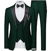 MAGE MALE Men's 3 Piece Suit One Button Slim Fit Formal Wedding Prom Tuxedo Suits Party Dinner Blazer Vest Pants Set