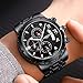NIBOSI Men's Chronograph Quartz Watch with Stainless Steel Strap Black Wristwatches for Men Calendar Date Watch