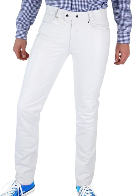 Bockle weiße Lederhose Lederjeans weiß Lederröhre Slim Fit 1991 White