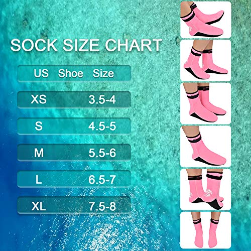 AILELAN Sand Socks, 3mm Neoprene Socks, Sand-Proof Upgrade Design Wetsuit Sock for Snorkeling, Kayak, Swimming Water Sports Keep Your Feet Warm and Provided Protection (Pink, M)