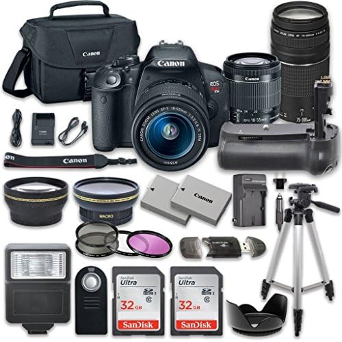 Canon EOS Rebel T5i DSLR Camera with Canon EF-S 18-55mm f/3.5-5.6 IS STM Lens + Canon EF 75-300mm f/4-5.6 III Lens + 14pc Accessory Kit