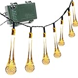 Vmanoo Battery Operated Timer String Lights 30 LED Water Drop Fairy Christmas Lighting Decor For Outdoor, Indoor, Garden, Patio, Bedroom Wedding Decorations (Warm White)