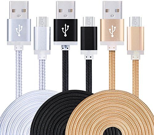 Micro USB Cable, CCLV [3-Pack] High Speed 6FT Premium Nylon Braided USB 2.0 A Male to Micro B Data Sync and Charger Cable for Samsung Galaxy S7, S6, Note 5, HTC, Motorola, Sony and More Android Phones