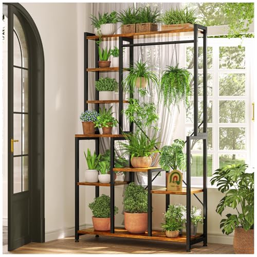 Simple Wisdom Soporte para Plantas de Metal,Soporte para Macetas Grandes,Estante para Plantas 9 Unidades Independientes para Almacenar Plantas en Macetas,Percha de Ropa para Plantas