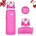 Mansov Water Bottle Silicone Leak Proof Collapsible Sports Water Bottle 26floz BPA Free Drinking Water Kettle for Outdoor Hiking Camping Running Traveling Rose