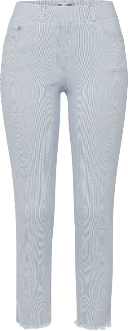 Raphaela by Brax Women's Lavina Fringe Denim Pinstripe Jeans, White/Blue, 36