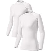 TSLA Women's Thermal Long Sleeve Tops, Mock Turtle & Crew Neck Shirts, Fleece Lined Compression Base Layer