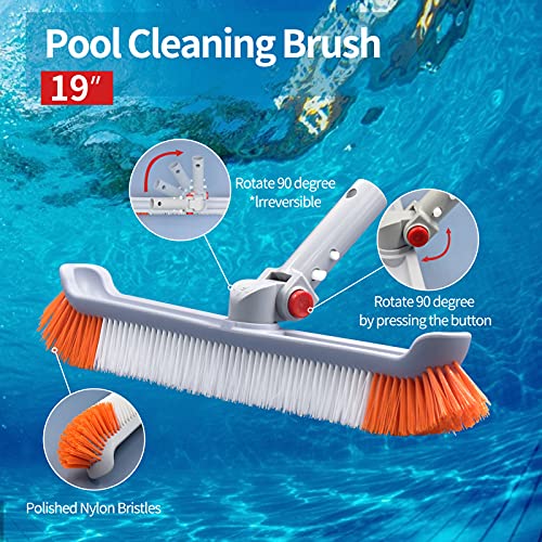 AgiiMan Swimming Pool Brushes with Pole 18 Polished Nylon Bristles