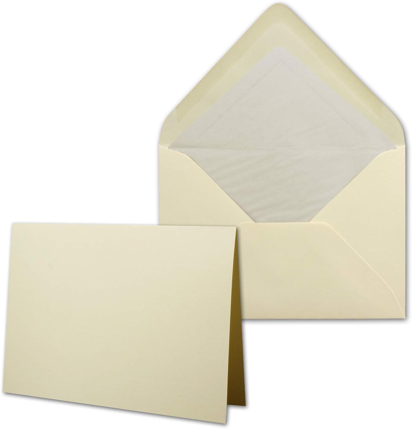Card Packs/Folding Cards/Envelopes B6 in Cream Chamois/Ribbed 100 Sets Creme-Chamois