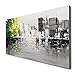 Winpeak Hand Painted Black and White Cityscape 3D Oil Painting on Canvas with Green Yellow Tree Wall Art City Artwork