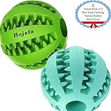 Bojafa Puppy Small Medium Dog Toys Balls (2 Pack) Rubber Durable Tough Dog IQ Toys for Pet Tooth Cleaning/Chewing/Playing/Treat Dispensing