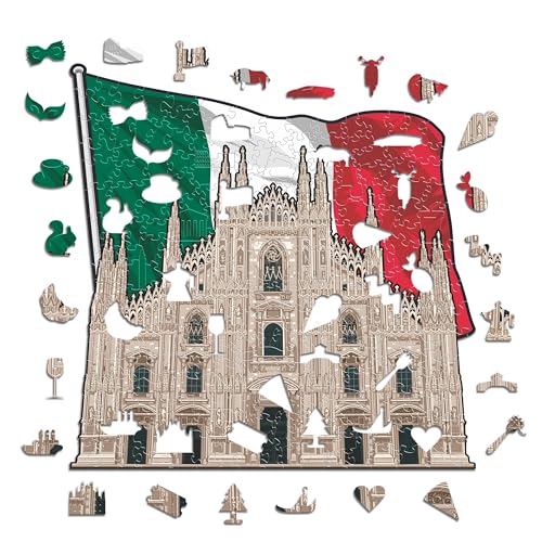 Iconic Puzzles, Milan Cathedral, 100% eco-sustainable wooden puzzle, size M, 270 pieces
