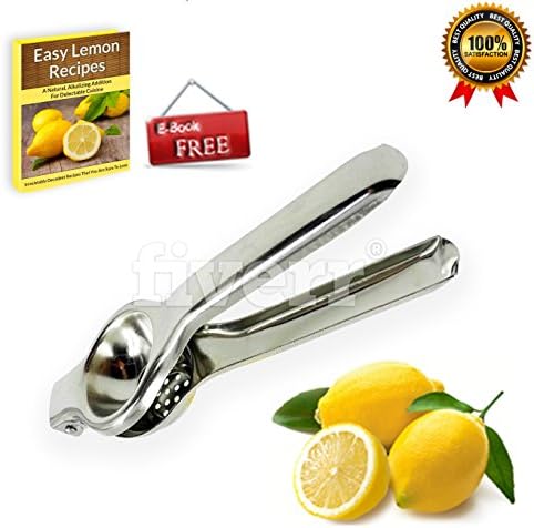 Lime Lemon Squeezer, Premium Manual Stainless Steel, Handheld Citrus press-orange Juicer, Anti-Corrosive Professional Reamer for Fresh Maximal Juice Extraction with FREE Recipe Ebook