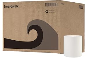 Boardwalk Hardwound Paper Towel Rolls, 8" x 800ft Rolls, 6 Rolls Per Carton, White Commercial Bathroom Towels, Strong, Durable, Absorbent