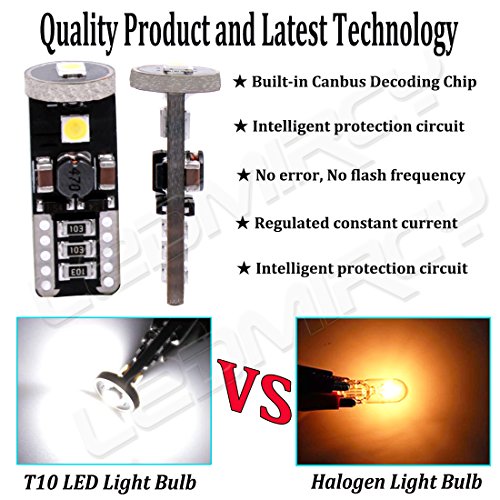 194 T10 LED Light Bulbs White 12V 3030 3SMD Canbus Error Free W5W 921 168 LED Bulb Super Bright for Car Interior Exterior Lights Map Door Reading Trunk Backup Tail Lights License Plate lamp(8PCS-3SMD)